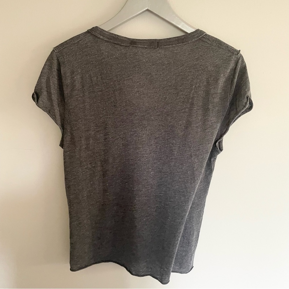 FREE PEOPLE | Grey V-neck Relaxed Fit Casual T-shirt | Size XS | Light Fabric - Picture 5 of 13